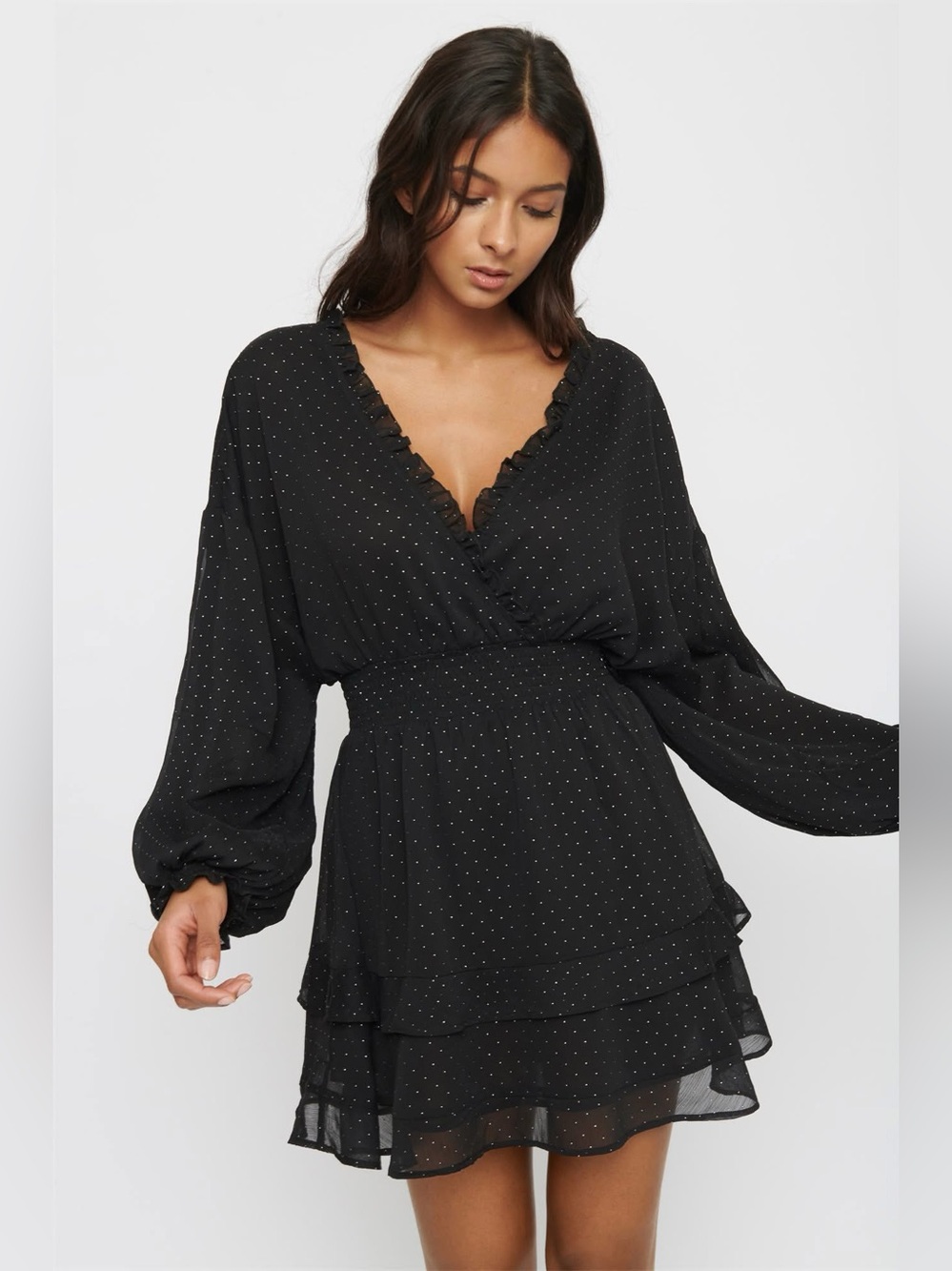 Dynamite Black Polka Dot Mini Dress